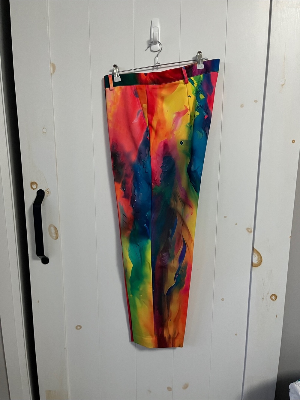 Women’s Multicolor Tie-Dye Print Pants- Bright Rainbow